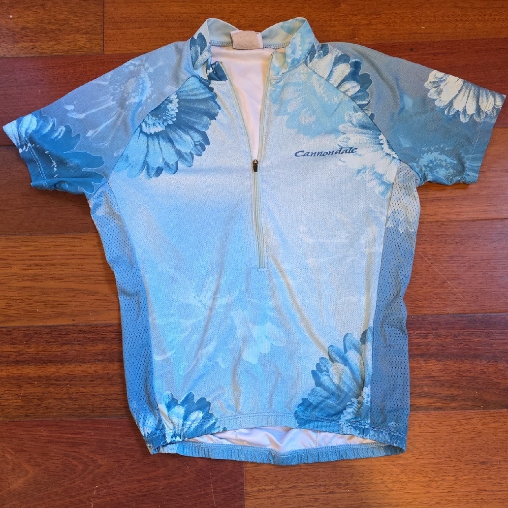 Cannondale Cycling Jersey With Pretty Aqua Flower Pattern